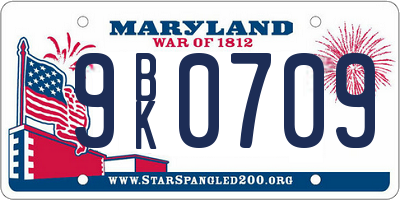 MD license plate 9BK0709