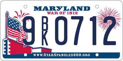 MD license plate 9BK0712