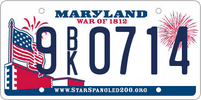 MD license plate 9BK0714
