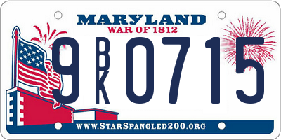 MD license plate 9BK0715