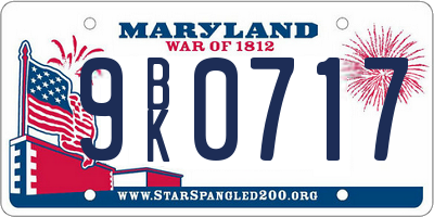 MD license plate 9BK0717