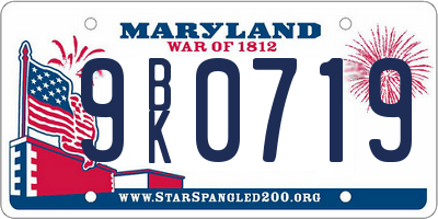 MD license plate 9BK0719