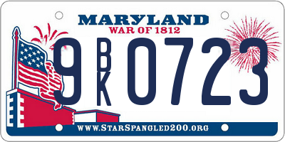 MD license plate 9BK0723
