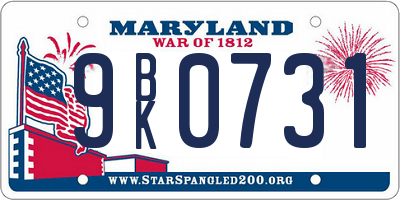 MD license plate 9BK0731