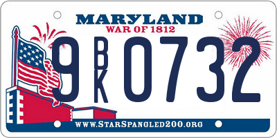 MD license plate 9BK0732