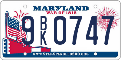 MD license plate 9BK0747