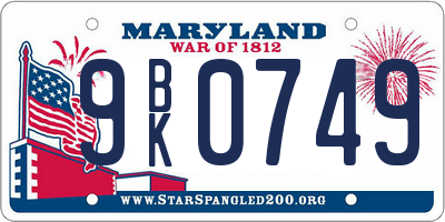 MD license plate 9BK0749