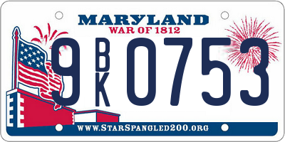 MD license plate 9BK0753