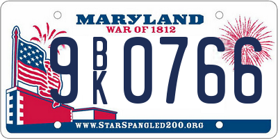 MD license plate 9BK0766