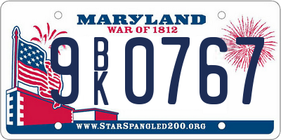 MD license plate 9BK0767