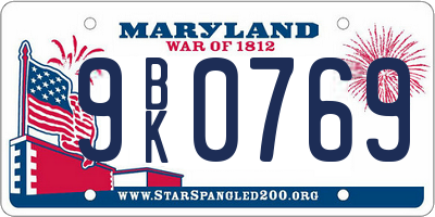 MD license plate 9BK0769