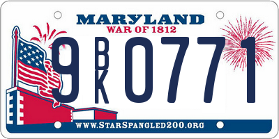 MD license plate 9BK0771