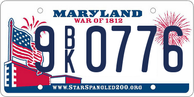 MD license plate 9BK0776