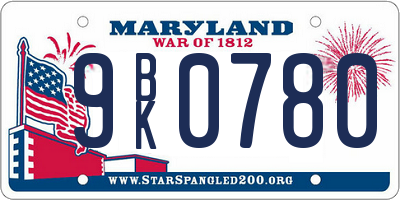 MD license plate 9BK0780