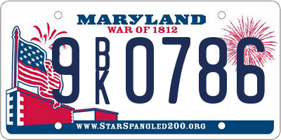 MD license plate 9BK0786