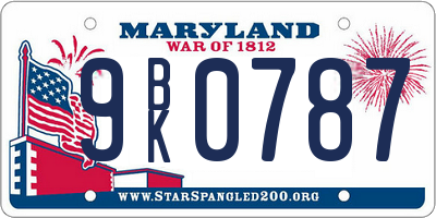 MD license plate 9BK0787