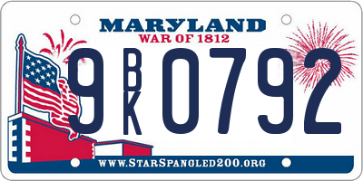 MD license plate 9BK0792