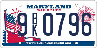 MD license plate 9BK0796