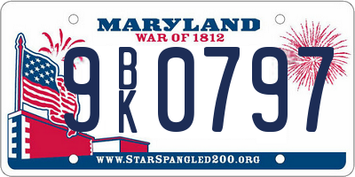 MD license plate 9BK0797