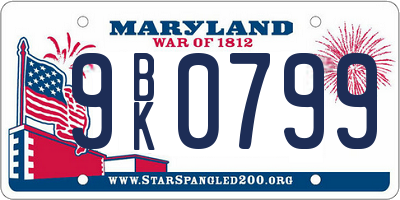 MD license plate 9BK0799