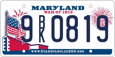 MD license plate 9BK0819