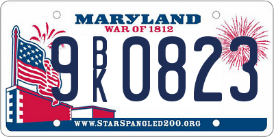 MD license plate 9BK0823