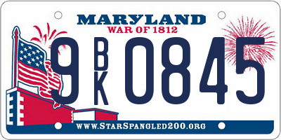 MD license plate 9BK0845