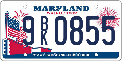 MD license plate 9BK0855