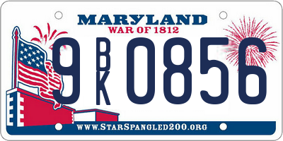 MD license plate 9BK0856