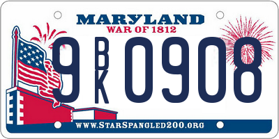 MD license plate 9BK0908