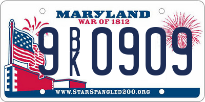 MD license plate 9BK0909