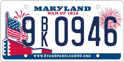 MD license plate 9BK0946