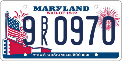 MD license plate 9BK0970