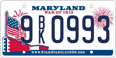MD license plate 9BK0993