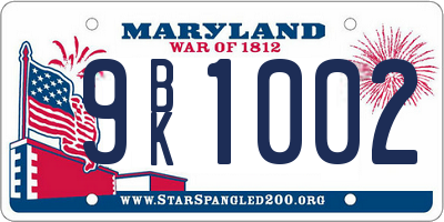 MD license plate 9BK1002