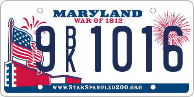 MD license plate 9BK1016