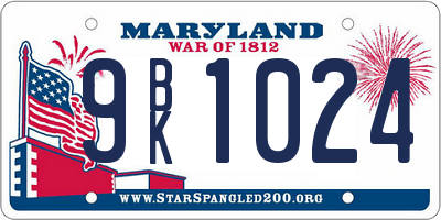 MD license plate 9BK1024