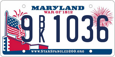 MD license plate 9BK1036