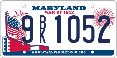 MD license plate 9BK1052