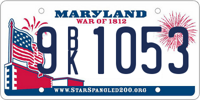 MD license plate 9BK1053