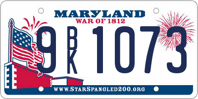 MD license plate 9BK1073