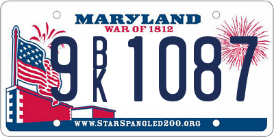 MD license plate 9BK1087