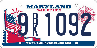 MD license plate 9BK1092