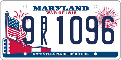 MD license plate 9BK1096