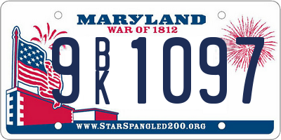 MD license plate 9BK1097