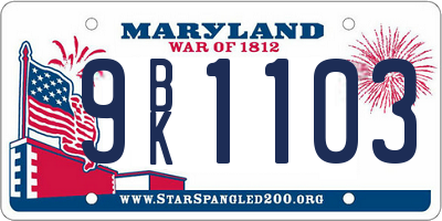 MD license plate 9BK1103