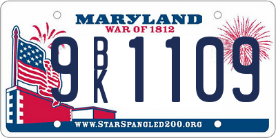 MD license plate 9BK1109