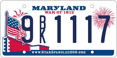 MD license plate 9BK1117