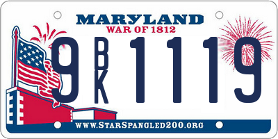 MD license plate 9BK1119