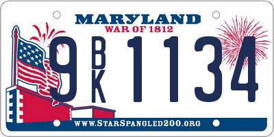 MD license plate 9BK1134